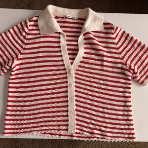 Abercrombie & Fitch Stripe S/S Cardigan Medium EUC